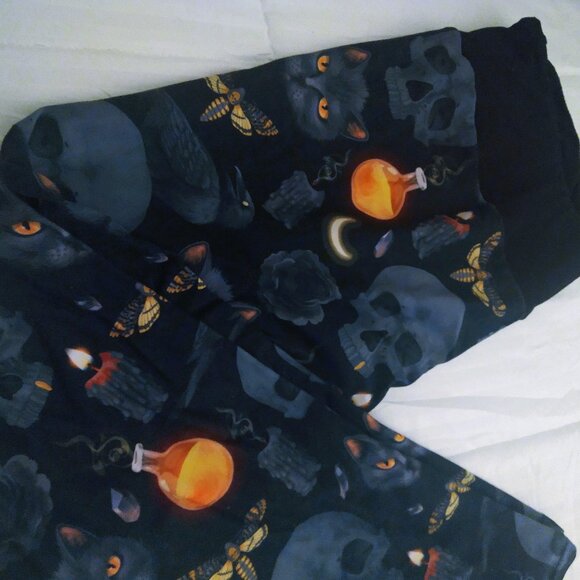 Black cat and skull goth leggings 2xl - Picture 1 of 3